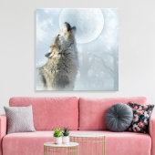 Wolf Blue Moon CANVAS Afdruk (Insitu (Woonkamer))