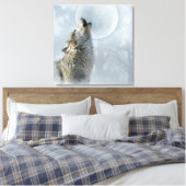 Wolf Blue Moon CANVAS Afdruk (Insitu (Slaapkamer))