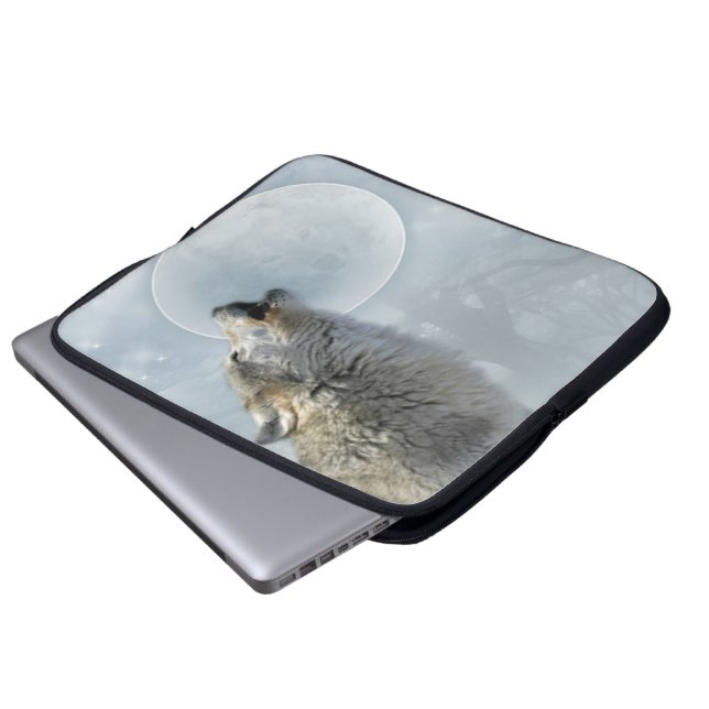 Wolf Blue Moon Electronics Bag 15-17 inch Laptop Sleeve (Voorkant onderkant)