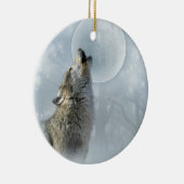 Wolf blue Moon keramische sieraad Keramisch Ornament (Rechts)