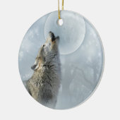 Wolf blue Moon keramische sieraad Keramisch Ornament (Links)