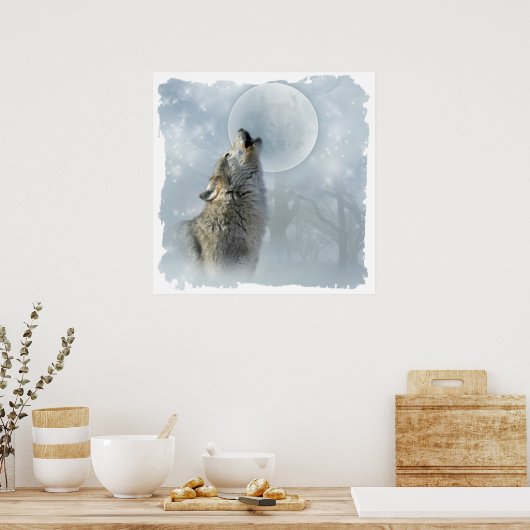 Wolf Blue Moon Poster (Keuken)