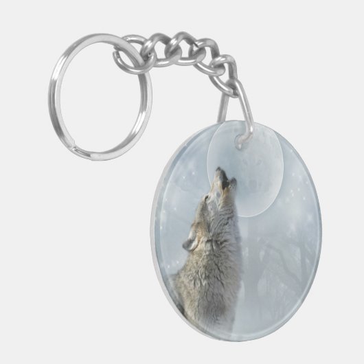 Wolf Blue Moon Sleutelhanger (Voorkant Links)
