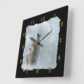 Wolf Blue Moon Vierkante Klok (Hoek)