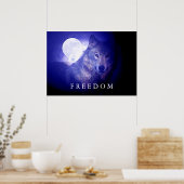 Wolf Blue Night Fullmoon Freedom Poster Print (Keuken)