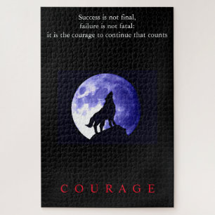 Wolf Blue Night Motivatie Courage Legpuzzel