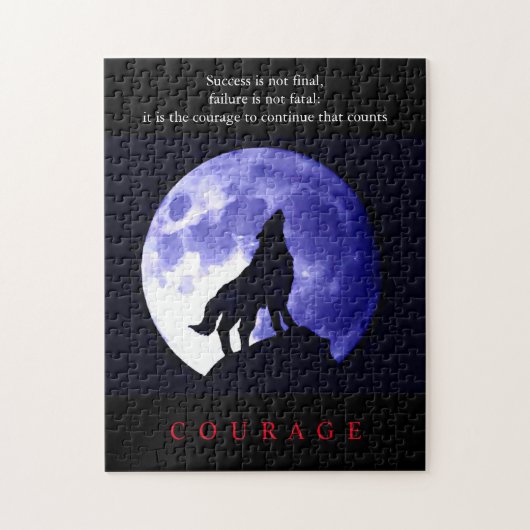 Wolf Blue Night Motivatie Courage Legpuzzel (Verticaal)