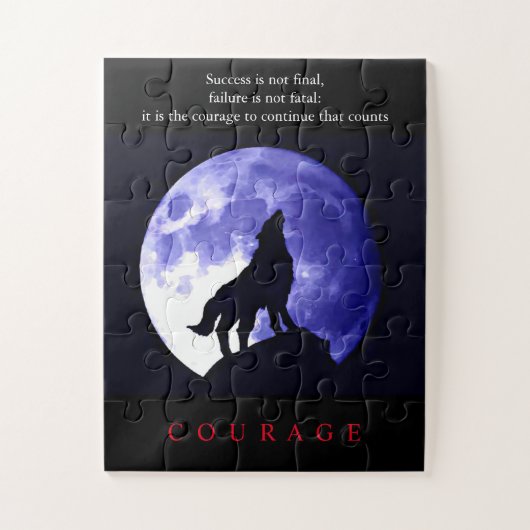 Wolf Blue Night Motivatie Courage Legpuzzel (Verticaal)