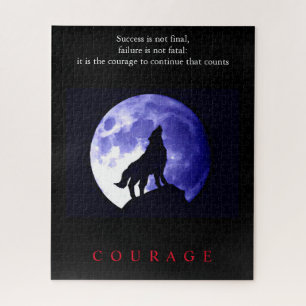 Wolf Blue Night Motivatie Courage Legpuzzel