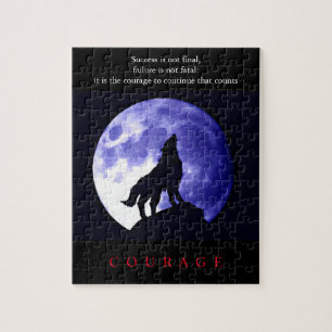 Wolf Blue Night Motivatie Courage Legpuzzel