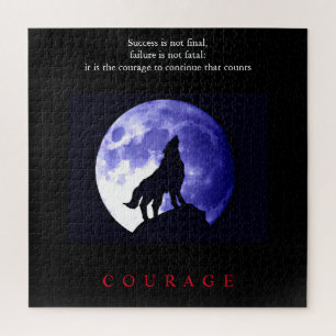 Wolf Blue Night Motivatie Courage Legpuzzel