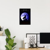 Wolf Blue Night Motivatie Courage Poster (Thuiskantoor)