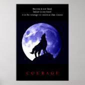 Wolf Blue Night Motivatie Courage Poster (Voorkant)
