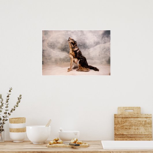 Wolf Bodypainting Illusion Poster (Keuken)