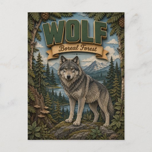 Wolf Boreaal Bos POPCUT Briefkaart (Voorkant)