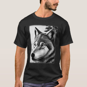 Wolf bos dierenprint roofdier motief hoofd wolf t-shirt