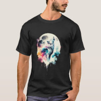 Wolf Bos Maan Vintage Kosmische Huilende Wolf Lief
