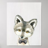 Wolf Bowtie Woodland Nursery Art Print (Voorkant)