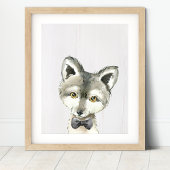 Wolf Bowtie Woodland Nursery Art Print