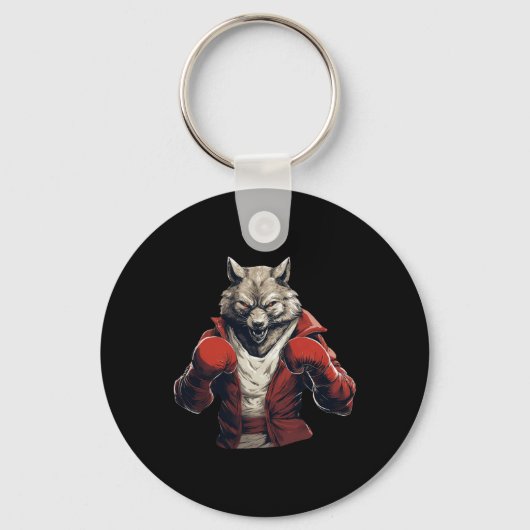 Wolf Boxer Boksen Mixed Martial Arts Kickboksen _1 Sleutelhanger (Voorkant)