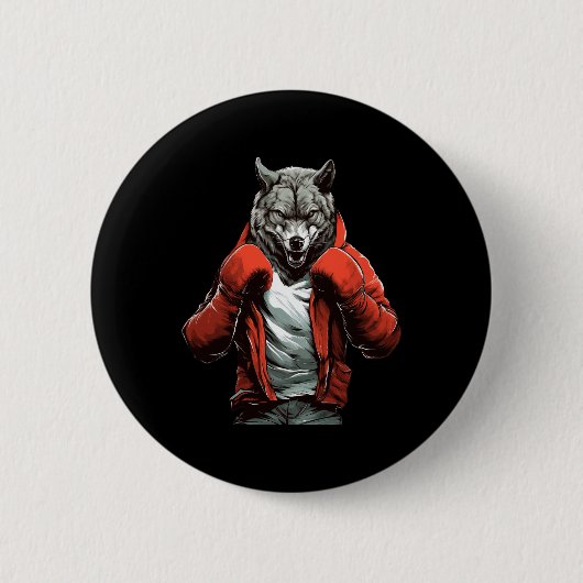 Wolf Boxer Boksen Mixed Martial Arts Kickboksen Ronde Button 5,7 Cm (Voorkant)