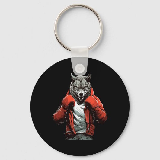 Wolf Boxer Boksen Mixed Martial Arts Kickboksen  Sleutelhanger (Voorkant)