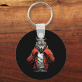 Wolf Boxer Boksen Mixed Martial Arts Kickboksen  Sleutelhanger (Voorkant)