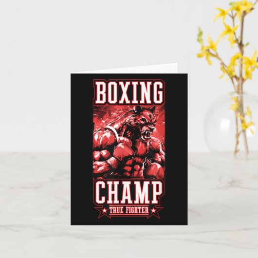 Wolf Boxing Champ _ Boxer Fighter Motivation Kaart (Gele Bloem)