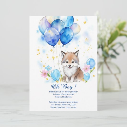 Wolf Boy Baby shower Uitnodiging (Staand voorkant)