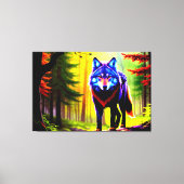 Wolf Bright Forest Dier Neon Dawn Wild Canvas Afdruk (Voorkant)