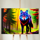 Wolf Bright Forest Dier Neon Dawn Wild Canvas Afdruk