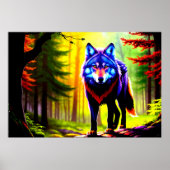 Wolf Bright Forest Dier Neon Dawn Wild Poster (Voorkant)