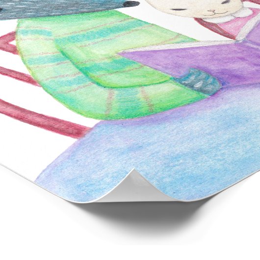 Wolf Bunny Poster Book Lover Nursery Wall Art (Hoek)