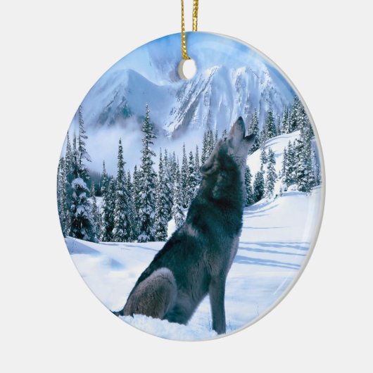 Wolf Call Keramisch Ornament (Links)