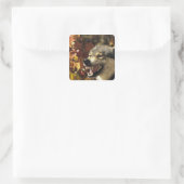 Wolf (Canis lupus) snarling, hoofdschot, met Vierkante Sticker (Tas)
