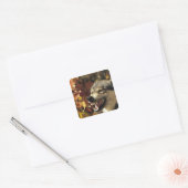 Wolf (Canis lupus) snarling, hoofdschot, met Vierkante Sticker (Envelop)