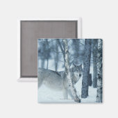 Wolf (Canis lupus) tijdens de winter Magneet (Voorkant / Achterkant)