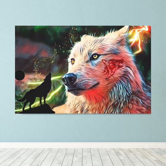 Wolf Canvas Afdruk (Insitu (Houten vloer))