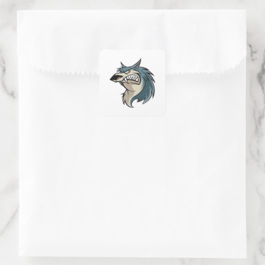 Wolf Cartoon Vierkante Sticker (Tas)