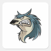 Wolf Cartoon Vierkante Sticker (Voorkant)