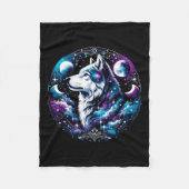Wolf Celestial Dream Night Howling Moon Funny Wolv Fleece Deken (Voorkant)