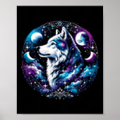 Wolf Celestial Dream Night Howling Moon Funny Wolv Poster (Voorkant)