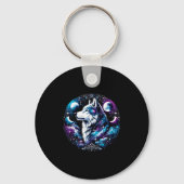 Wolf Celestial Dream Night Howling Moon Funny Wolv Sleutelhanger (Voorkant)