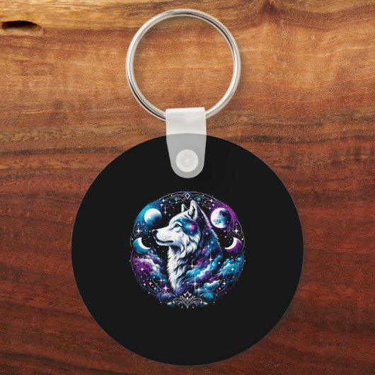 Wolf Celestial Dream Night Howling Moon Funny Wolv Sleutelhanger (Voorkant)