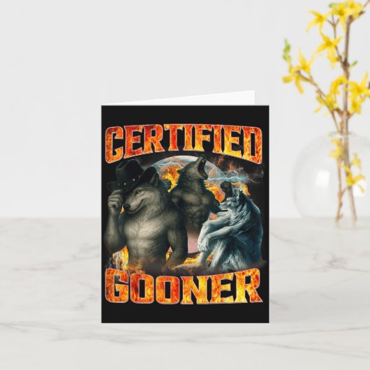 Wolf Certified Gooner Funny Bootleg Meme Dad Papa  Kaart (Gele Bloem)