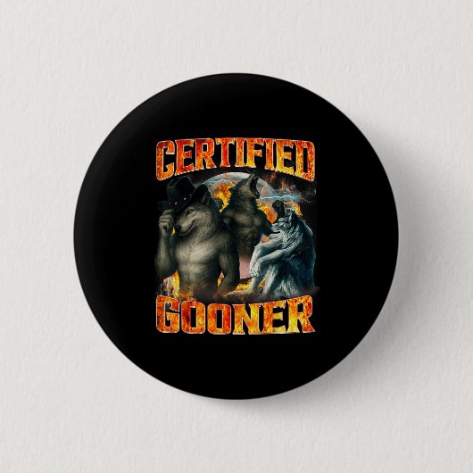 Wolf Certified Gooner Funny Bootleg Meme Dad Papa  Ronde Button 5,7 Cm (Voorkant)