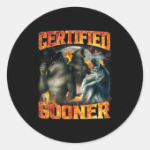 Wolf Certified Gooner Funny Bootleg Meme Dad Papa  Ronde Sticker (Voorkant)