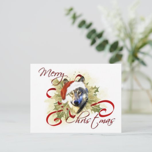 Wolf Christmas Briefkaarten (Staand voorkant)