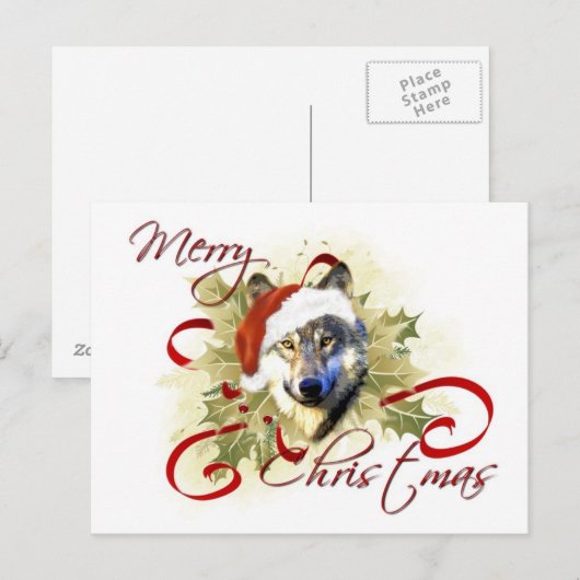 Wolf Christmas Briefkaarten (Voorkant / Achterkant)