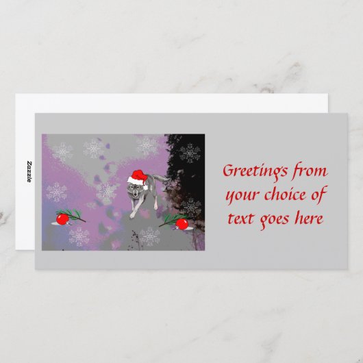 Wolf Christmas Feestdagenkaart (Voorkant / Achterkant)